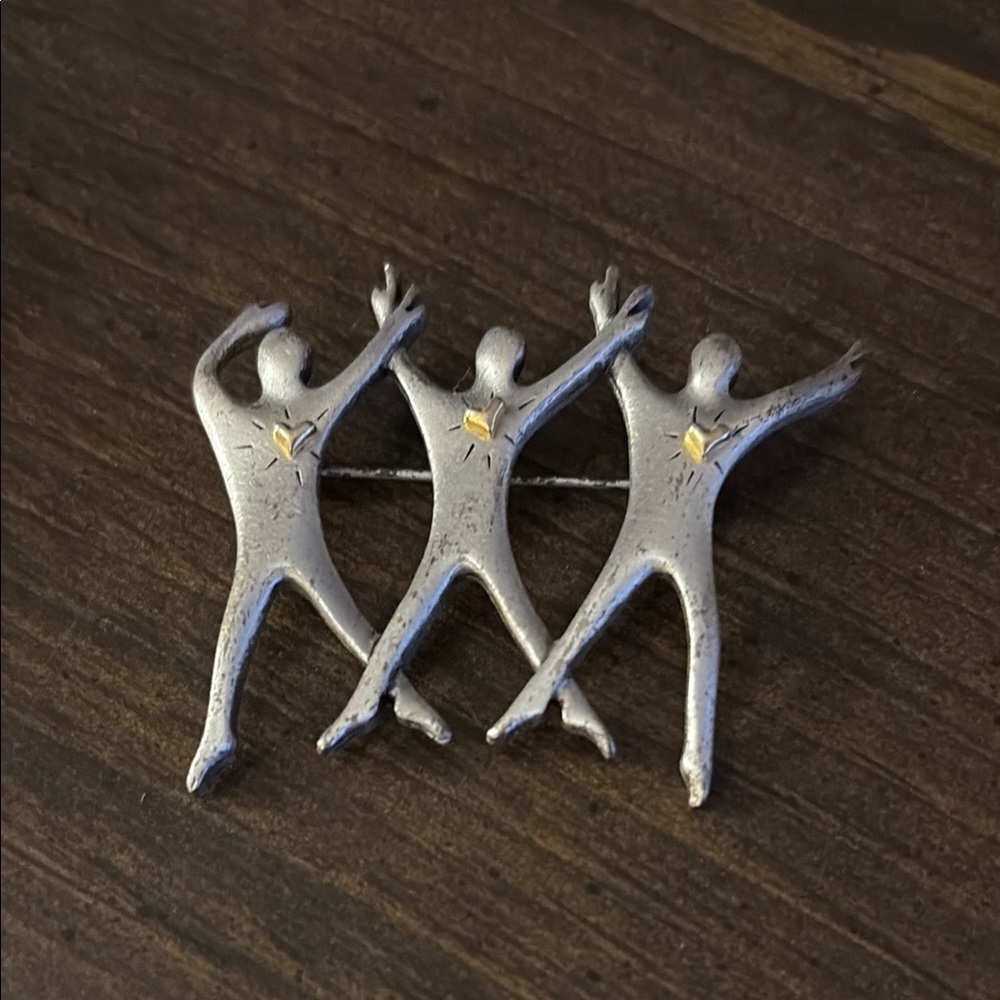 Silver Dancing Trio Brooch